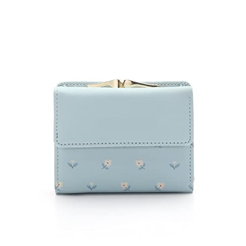 jonam Geldbörse für Damen Women Purse Leather Pocket Ladies Clutch Wallet Women Short Card Holder Cute Girls Wallet Mujer Coin Bag (Color : Blue) von jonam