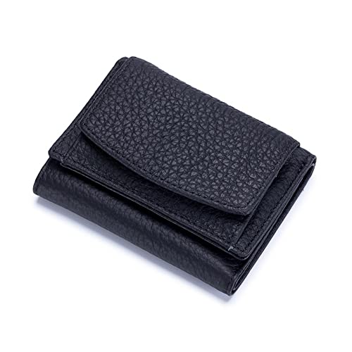 jonam Geldbörse für Damen Women Wallet Protect Female Leather Coin Bag Lady Candy Colors Mini Purse Japanese Style Short Wallet Card Holder (Color : Black) von jonam