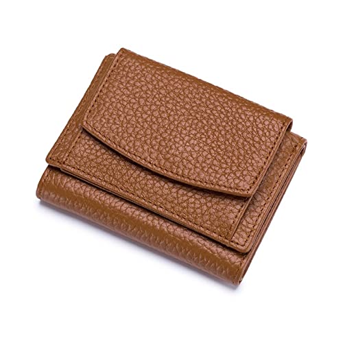 jonam Geldbörse für Damen Women Wallet Protect Female Leather Coin Bag Lady Candy Colors Mini Purse Japanese Style Short Wallet Card Holder (Color : Bruin) von jonam