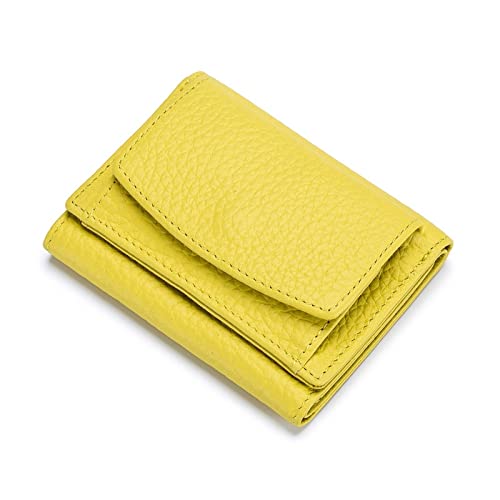 jonam Geldbörse für Damen Women Wallet Protect Female Leather Coin Bag Lady Candy Colors Mini Purse Japanese Style Short Wallet Card Holder (Color : Yellow) von jonam