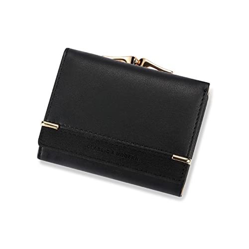 jonam Geldbörse für Damen Women Wallets Leather Luxury Designer Female Coin Purses ID Card Holder Wallet Short Ladies Money Bags Clutch Purse (Color : Black) von jonam