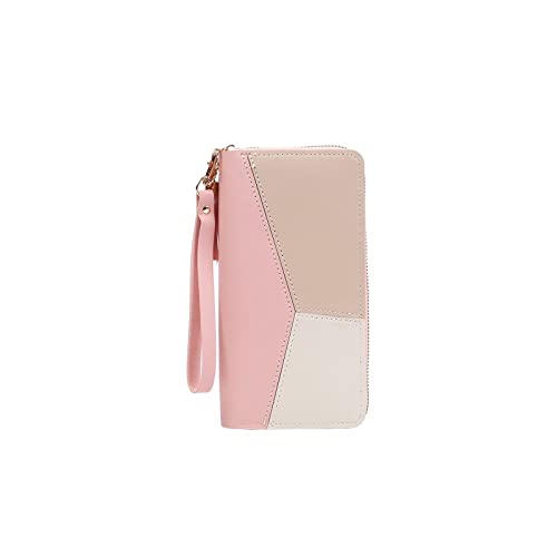 jonam Geldbörse für Damen Zipper Long Wallets Purses Handbags Coin Purse Cards Holder Leather Billfold Wallet (Color : Pink) von jonam
