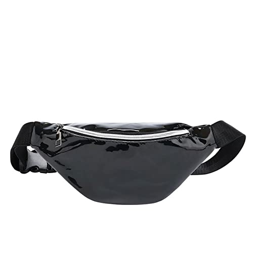 jonam Gürteltasche Anti-verschüttete Brusttasche Verstellbare Taille Mode Lauf Damen Multifunktions-Reflektierende Laser-Gürteltasche(Color:Black) von jonam