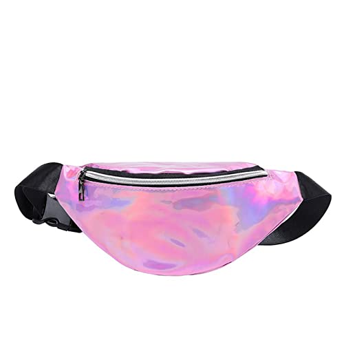 jonam Gürteltasche Anti-verschüttete Brusttasche Verstellbare Taille Mode Lauf Damen Multifunktions-Reflektierende Laser-Gürteltasche(Color:Pink) von jonam