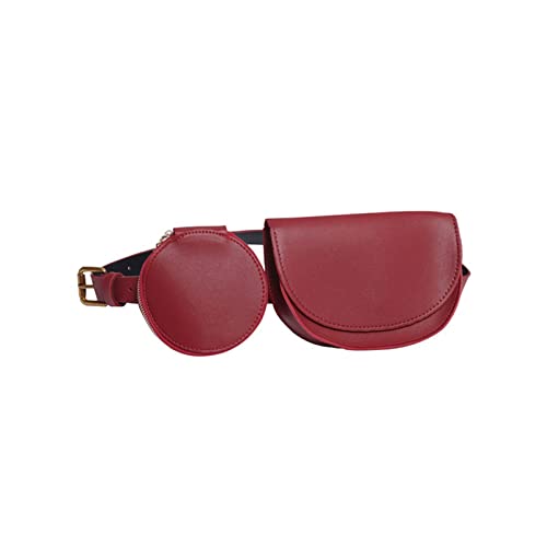 jonam Gürteltasche Bauchtasche Pu. Taille des Leders Frauen Mode Mini Runde Brusttasche Damen Beiläufige Tasche Münze Geldbörse(Color:Red) von jonam