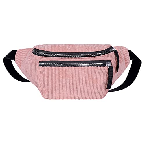 jonam Gürteltasche Cord Gürteltasche Designer Reißverschluss Brusttasche Sport Reise Gürteltasche Mode Telefon Hüfttasche für Frauen(Color:Pink) von jonam