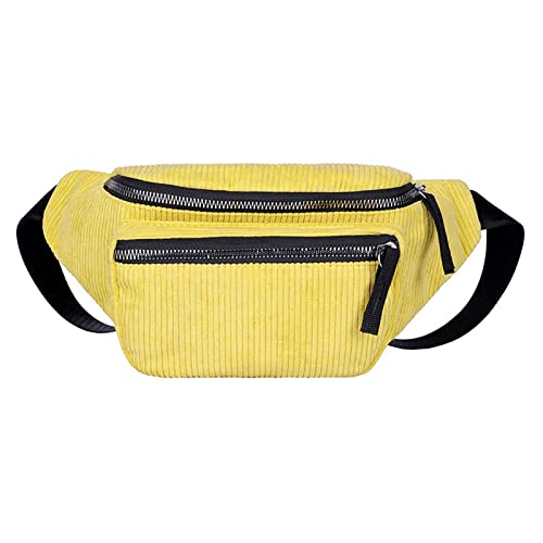 jonam Gürteltasche Cord Gürteltasche Designer Reißverschluss Brusttasche Sport Reise Gürteltasche Mode Telefon Hüfttasche für Frauen(Color:Yellow) von jonam