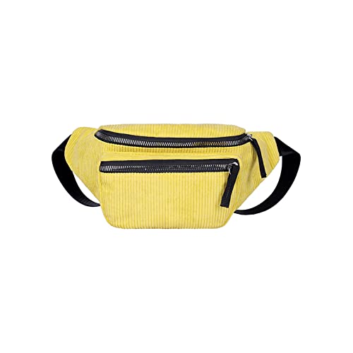 jonam Gürteltasche Damen Leinwand Taille Bag Mode Straße Telefon Brusttasche Taille Tasche Corduroy Taille Tasche(Color:Yellow) von jonam