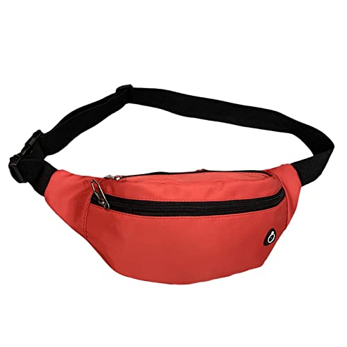 jonam Gürteltasche Erwachsene Unisex Casual Taille Tasche Mehrzweck Große Kapazität Brustpackung Sport Fanny Bum Bag(Color:Red) von jonam