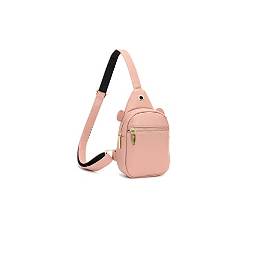 jonam Gürteltasche Frauen Mode Kleine Brusttasche Mini Eine Umhängetasche Packung PU. Leder Kreuz Body Bags Handytasche(Color:Pink) von jonam