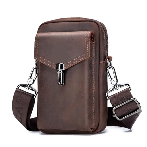 jonam Gürteltasche Leather Waist Pack Phone Pouch Bags Waist Bag Men's Small Chest Shoulder Belt Bag Back Pack(Color:Coffee) von jonam