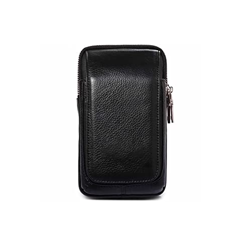 jonam Gürteltasche Leder Haft Taille Tasche Casual Taille Tasche Handy/Handy Tasche Brieftasche Tasche(Color:Black,Size:S) von jonam