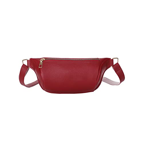 jonam Gürteltasche Mode Frauen Kupplung Taille Tasche Brieftasche Feste Farbe Messenger Bag Damen Pu. Leder-Taille-Tasche(Color:Red) von jonam