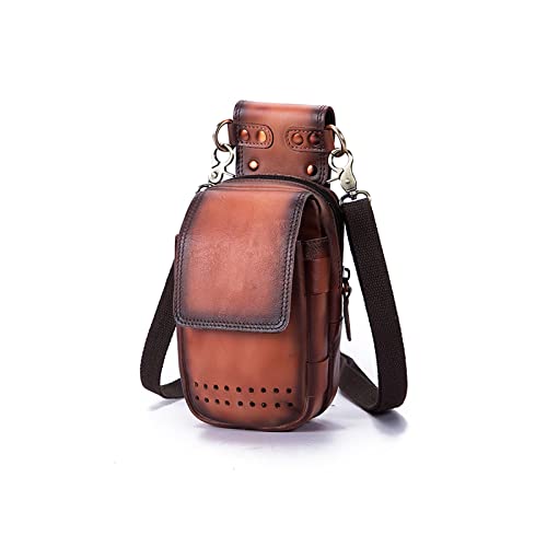 jonam Gürteltasche Mode Leder Reise Kleine Messenger Bag Handytasche Multifunktionale Gürtel Taille Tasche(Color:Orange) von jonam