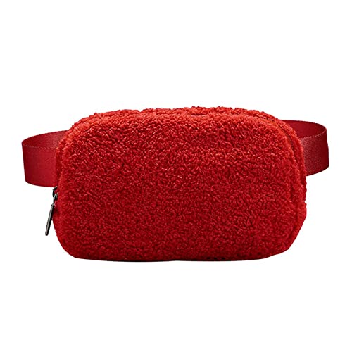 jonam Gürteltasche New Sport Waist Bag for Women Ourdoor Fleece Fur Men Women Chest Bags Waist Packs Winter Bags(Color:Red) von jonam