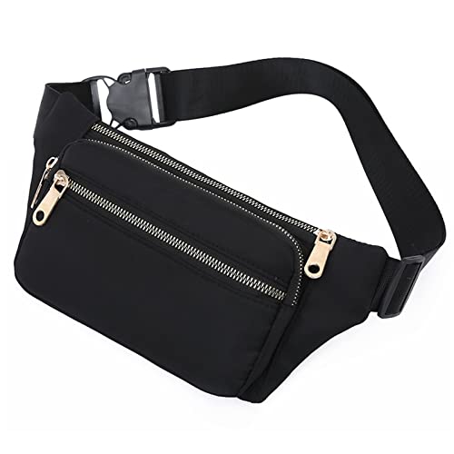 jonam Gürteltasche New Women Waist Bag Zipper Chest Bag Outdoor Sports Crossbody Bag Casual Travel Belt Bag Pocket Money Pouch Bags(Color:Black) von jonam