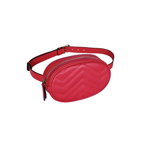 jonam Gürteltasche Taille Tasche Damen Mode Crossbody Bag Pu. Lässige Brusttasche aus Leder Damen breiter Gurt(Color:Red) von jonam