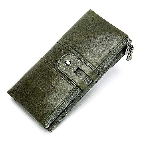 jonam Herren-Geldbörsen Damen Leder Lange Brieftasche Multifunktionskartenschatulle Mode Brieftasche(Color:Green) von jonam