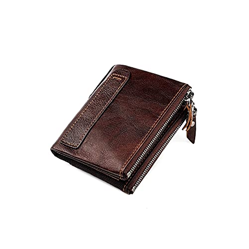 jonam Herren-Geldbörsen Echte Leder männer Brieftasche Vintage brieftaschen für männer multifunktionale doppelreißverschluss münze geldbörse RFID Kartenhalter(Color:Bruin) von jonam