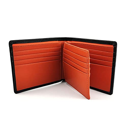 jonam Herren-Geldbörsen Genuine Leather Wallet Men Classic Black Soft Napa Short Purse RFID Blocking Male Credit Card Holders(Color:Orange) von jonam