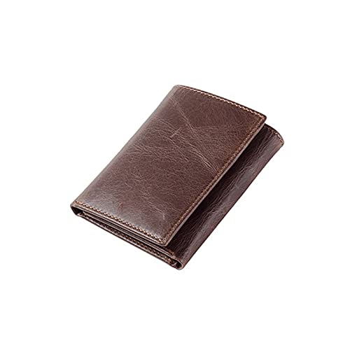 jonam Herren-Geldbörsen Männer Geldbörse Vintage Echtes Leder Trifold Brieftaschen und Geldbörsen Kurzer Design Kreditkartenhalter Münzbörse(Color:B) von jonam