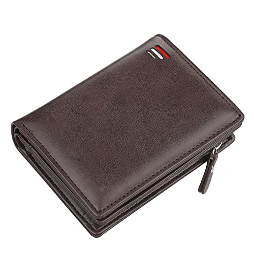jonam Herren-Geldbörsen Männer Kurze Brieftasche Vertikale Multi Schnalle Brieftasche Multi Function Zero Brieftasche Luxus Brieftasche(Color:Coffee) von jonam