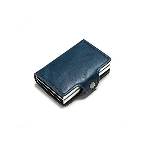 jonam Herren-Geldbörsen Mann Geldbörse Doppelkästen Kartenhalterung Diebstahlsicherungssicherheit PU. Leder Brieftasche Reisegeld Fall(Color:Blue) von jonam