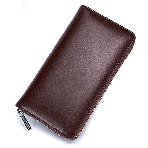 jonam Herren-Geldbörsen Men Wallet Genuine Leather Passport Long Large Capacity or Multi Function Card Holder Unisex Wallets(Color:Coffee) von jonam