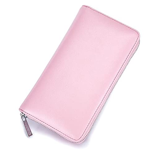 jonam Herren-Geldbörsen Men Wallet Genuine Leather Passport Long Large Capacity or Multi Function Card Holder Unisex Wallets(Color:Pink) von jonam