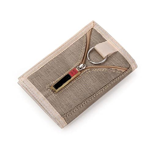 jonam Herren-Geldbörsen Men's Men's Women's Tri-Fold Casual Wallet Young Novelty Money Bag Purse Zipper Coin ID Card Holder Pocket(Color:Khaki) von jonam