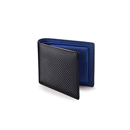 jonam Herren-Geldbörsen Mode Carbon Faser Herren Leder Brieftasche Lässige Zweifache Leder Lange Brieftasche Frauen Multi-Card-Änderung Tasche Kurze Brieftasche(Color:Blue) von jonam