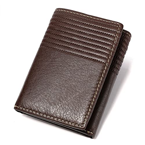 jonam Herren-Geldbörsen Wallet männer Kurze echte echtes Leder tri-fold Tasche erster Schicht rindsleidasche(Color:Bruin) von jonam