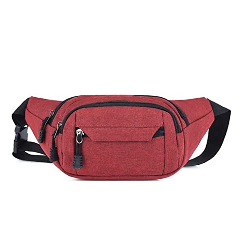 jonam Herrentasche Waist Bag Men and Women Simple Fashion Oxford Cloth Belt Bag Ladies Casual Waist Pack Mobile Phone Bag(Color:Red) von jonam