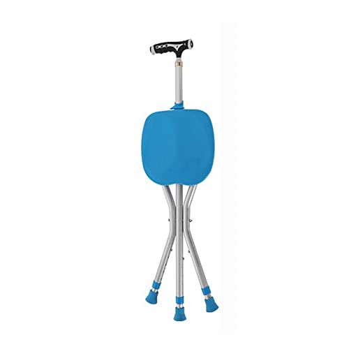 jonam Krücken Folding Walking Stick Tripod Stool Adjustable Height Non-Slip Walking Stick Walking Stick Chair Multi-Function Walking Stick (Color : Blue) von jonam