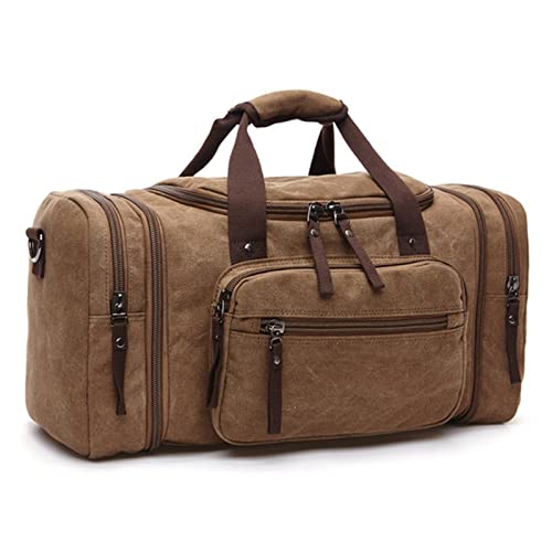 jonam Laptop Tragetasche Canvas Travel Duffle Bag Large Capacity Travel Bag Travel Tote Bag (Color : Coffee Brown) von jonam
