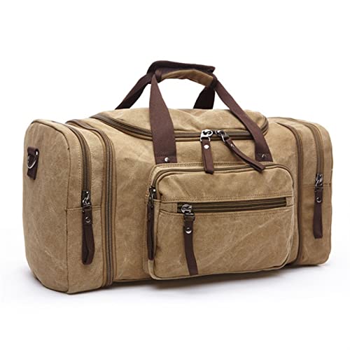 jonam Laptop Tragetasche Canvas Travel Duffle Bag Large Capacity Travel Bag Travel Tote Bag (Color : Khaki) von jonam