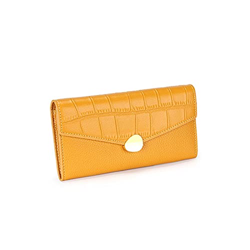 jonam Umhängetasche Echtes Leder Frauen Geldbörsen und Geldbörsen Lange Damen Brieftaschen Geldbörse Kupplung Geld Tasche (Color : Yellow) von jonam