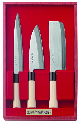 Herbertz 3-teiliges Set japanischer Kochmesser, Stahl 420J2 Messer, Mehrfarbig, One Size von jowiha