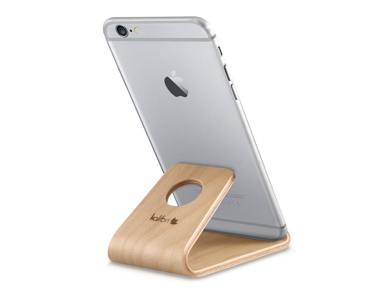 kalibri Handy Halterung für iPhone Samsung - Tisch Stand Dock Birken-Holz Halterung, (1-tlg) von kalibri