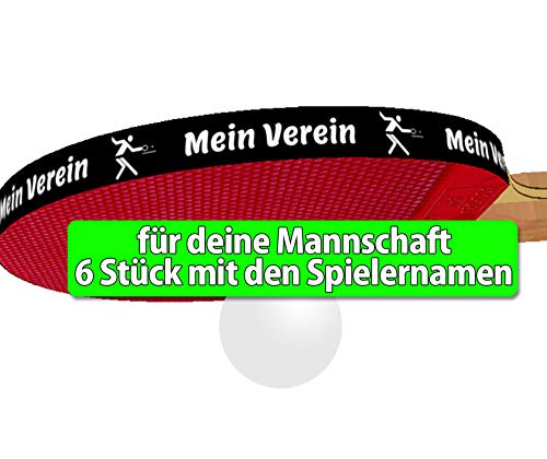 6 STK. Mannschafts-Set Tischtennis Kantenband 12 mm schwarz mit den einzelnen Spielernamen von kantenbaender.de