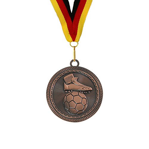 pokalspezialist 10 Stück 7 cm extra große Medaille Fußball Bronze inklusive Band von pokalspezialist