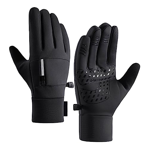 kawehiop 1 Paar Winter Rutschfester wasserdichter verdickter Handschuh Polyester Handschuhe Touchscreen Radhandschuhe Handwärmer für Schnee, Schwarz, L von kawehiop