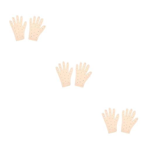 kawehiop 3 Satz von Eiskunstlauf Handgelenk Handschuhe, Fäustlinge mit transparenten Strasssteinen, waschbare Kristall Handschuhe für Kinder und Erwachsene, im Freien, hautfarben, Hautfarbe M, 3Satz von kawehiop