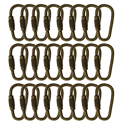 kesurpae Packung mit 24 Metall-D-Ring-Verschlusskarabiner Schlüsselanhänger Mini-Karabinerhaken Federverschluss Kletterclips für Reisen im Freien, Bronze von kesurpae