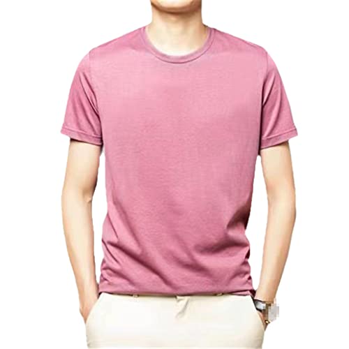 Seiden-T-Shirt für Herren, Rundhalsausschnitt, einfarbig, dünn, Eisseide, Kurzarm, Laufshirt, Sport-T-Shirts von keusyoi
