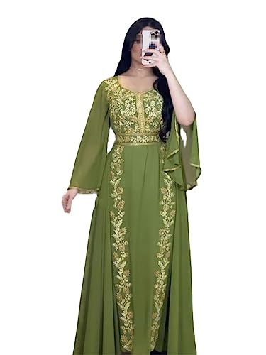 keusyoi Frühling Sommer Damen Lose Maxikleid Naher Osten Dubai Türkei Bestickte Abaya Marokkanische Kaftan Robe Abendkleid von keusyoi