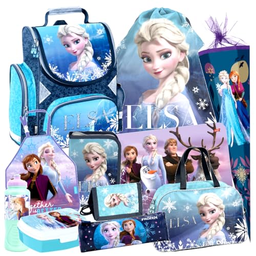 Frozen Eiskönigin ELSA 11 Teile Schulranzen Tornister Ranzen Schulrucksack Tasche Set Schultüte 85 cm Sporttasche mit Sticker-von-Kids4shop von kids4shop