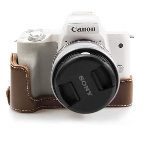 EOS M50 Tasche, Kinooo Schutzhülle für Canon EOS M50 und M50 Mark II Kamera mit PU Leder Half Bottom Kamera Tasche - Brown von kinokoo