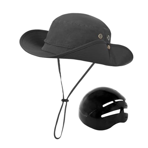 kowaku Fahrradhelm Fahrradhelm Schlagfester Sonnenschutzhut Huttyp Helm Fischerkappe für Erwachsene Fahrradfahren, Schwarz von kowaku