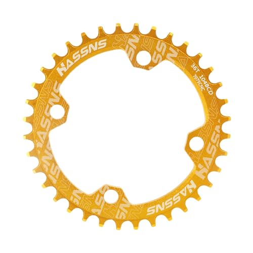 kowaku Fahrradkettenblattteile, BCD 104 mm langlebiges rundes Kettenblatt Einzelkettenblatt, für 8/9/10/11/12 Geschwindigkeit, für Mountainbike, Gold von kowaku